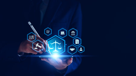 Legal advice for digital technologies, business, finance, intellectual property. Legal advisor, corporate lawyer, attorney service. Laws and regulations. paperwork expert consulting Related Crime Act.の写真素材