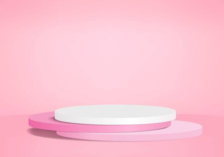 Background vector 3d pink rendering with podium and minimal pink wall scene, minimal abstract background 3d rendering abstract geometric shape pink pastel color. Stage for awards on website in modern.のイラスト素材