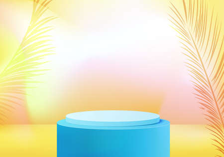 3d background products minimal podium scene with geometric platform. background vector 3d rendering with podium. stand to show cosmetic products. Stage showcase on pedestal modern studio blue pastelのイラスト素材