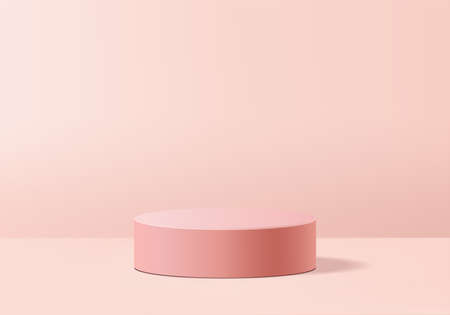 3d background products minimal podium scene with geometric platform. background vector 3d rendering with podium. stand to show cosmetic products. Stage showcase on pedestal modern studio pink pastelのイラスト素材