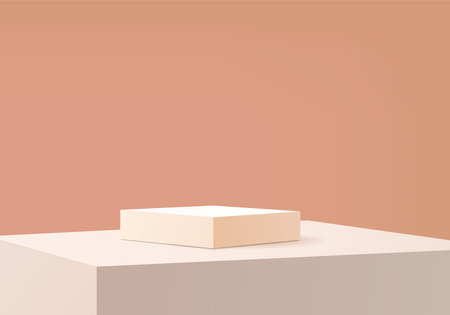 3d products minimal podium scene with geometric platform. background vector 3d rendering with podium. stand to show cosmetic products. Stage showcase on pedestal modern studio brown pastelのイラスト素材
