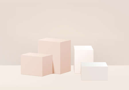 3d background products minimal podium scene with geometric platform. background vector 3d rendering with podium. stand to show cosmetic products. Stage showcase on pedestal modern studio pink pastelのイラスト素材
