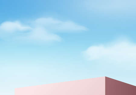 3d products minimal podium scene with geometric platform. background vector 3d rendering with podium. stand to show cosmetic products. Stage showcase on pedestal modern studio blue pastelのイラスト素材