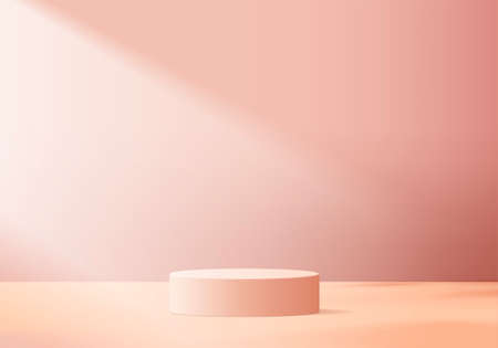 background products display podium scene with geometric platform. background vector 3d rendering with podium. stand to show cosmetic products. Stage showcase on pedestal display pink studioのイラスト素材
