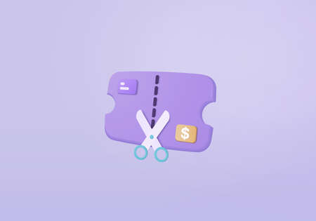 online shopping tag price 3d render vector, discount coupon of cash for future use. sales with an excellent offer 3d for shopping online, Special offer promotion on price tags on purple backgroundのイラスト素材