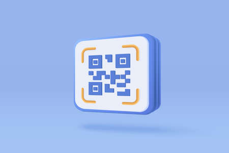3d qr code scanning for online shopping concept, shopping special offer promotion and marketing of the smartphone. Qr code scan verification website. 3d vector render isolated blue pastel backgroundのイラスト素材