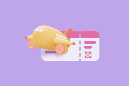 3D airline boarding pass ticket, ready for tourism and travel planning a summer vacation concept. Ticket for travel agency, booking service. 3d vector passenger airplane ticket render illustrationのイラスト素材