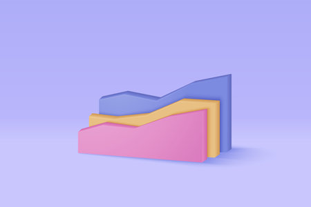 Leadership for successful new idea. under creative solution concept in 3D vector render on white background. 3d goal for business, bank, finance. 3d investment graph vector icon render illustrationのイラスト素材