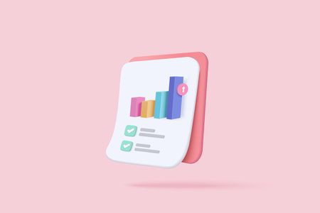 3d clipboard with business idea goals on project plan, fast progress, analytics icon. Business invoice bill expenses idea, checklist clipboard for target concept. 3d icon vector render illustrationのイラスト素材