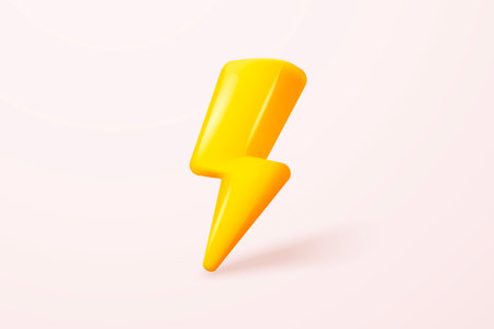 3D thunder bolt icons realistic on white background. symbol of thunderbolt energy, flash lightning, danger and power. Simple lightning strike emblem. 3d powerful charge icon vector render illustrationのイラスト素材