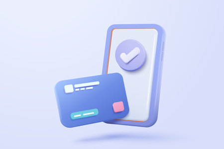 3D credit card money financial security for online shopping, online payment credit card with payment protection concept. 3d vector render for business finance, shopping with mobile security conceptのイラスト素材