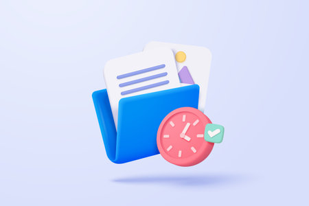 3d folder and paper for management multimedia file, document on project plan. Image and video...