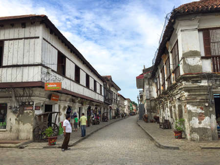 VIGAN, PHILIPPINES - JULY 25, 2015 : Historic Town of Vigan.Vigan is a UNESCO World Heritage Site in that it is one of the few Spanish colonial townのeditorial素材