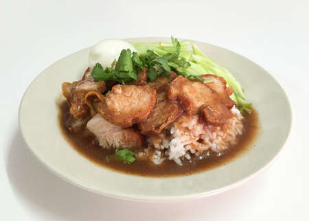 Rice with roasted porkの写真素材