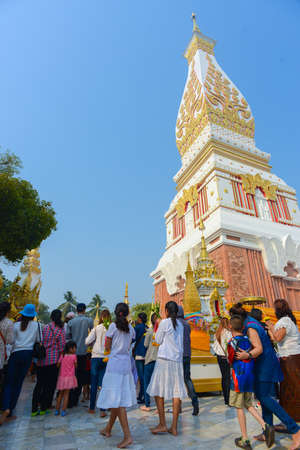 That Phnom, Thailand - February 22, 2016 : Wat Phra That Phanom temple on Makha Bucha day(or the...