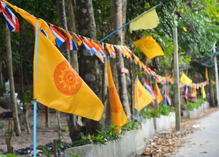 Wheel Of Dharma or Dharma-Jak flagの写真素材