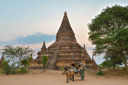 Bagan, Myanmar - April 22, 2016 : Bulethi pagoda at Sunrise in Bagan, Myanmarのeditorial素材