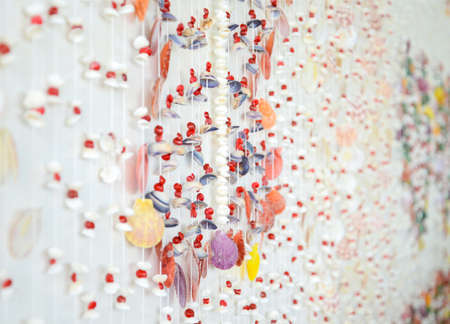 Mobile made from variety shells.の写真素材