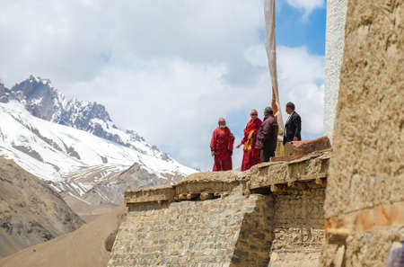 Leh, India - April 28, 2017 : Lama (Tibetan monk) at Lamayuru monastery in Ladakh, Indiaのeditorial素材