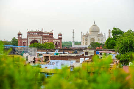 Cityscape of Taj Mahal, view from rooftopの写真素材
