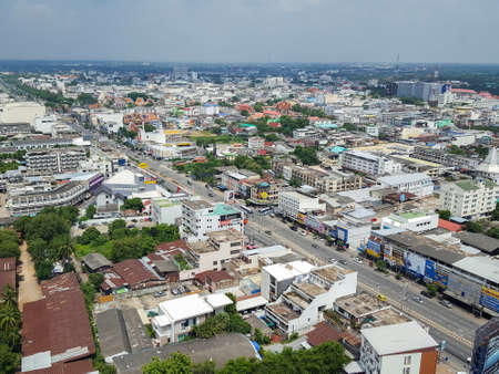 Korat, Nakhon Ratchasima , Thailand - July 23, 2017 : Aerial view of Nakhon Ratchasima or Korat, Thailand. View from Terminal 21's sky deckのeditorial素材