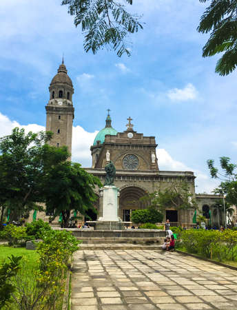 The Manila Cathedral, Intramuros old town Manila, Philippines.のeditorial素材