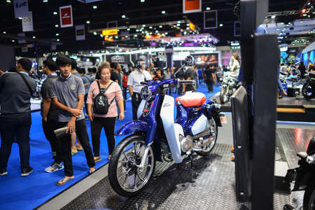 Bangkok, Thailand - April 03, 2018 : Honda Super Cub C125 at Honda  exhibition booth at BANGKOK MOTOR SHOW 2018  in Bangkok, Thailand.のeditorial素材