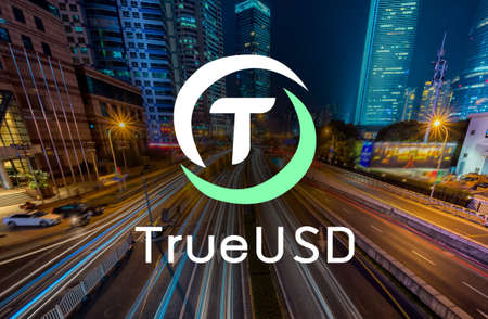   TrueUSD coin also called TUSD,  equal to  USD, Cryptocurrency   の写真素材