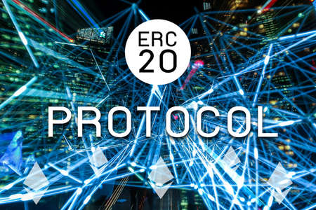 Concept of  Ethereum ERC20 Token technology,   Cryptocurrency blockchain platform , Digital money