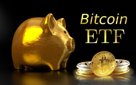 Concept of Bitcoin  ETF (Exchange Traded Fund), Stock exchange, Investment, Crypto currency