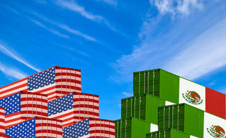 Concept image of  USA - Mexico trade war, Economy conflict, US tariffs, Tax, Trade frictionsの写真素材