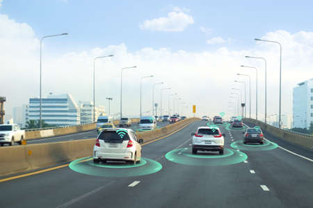 Smart car, self-driving mode vehicle with Radar signal system and and wireless communication, Autonomous carの写真素材