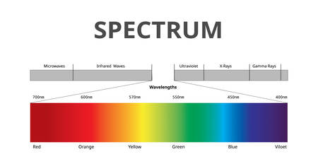 Visible Spectrum color, Electromagnetic Spectrum that Visible to the human eye, Sunlight color, infographicのイラスト素材
