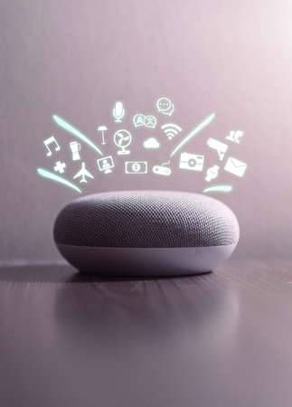 Smart Home assistant device, Virtual assistant , Artificial intelligence, Home control internet of things conceptの写真素材