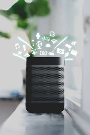 Smart Home assistant device, Virtual assistant , Artificial intelligence, Home control internet of things conceptの写真素材