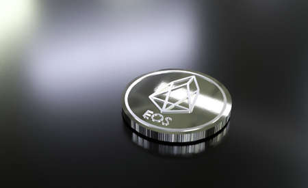 EOS coins, Blockchain concept. 3D renderingの写真素材