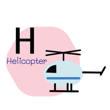 H for Helicopter alphabet, Cute Simple flat cartoon style vector illustrationのイラスト素材