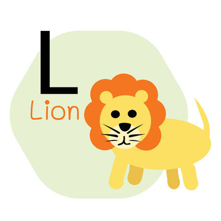 L for Lion alphabet, Cute Simple flat cartoon style vector illustrationのイラスト素材