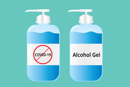 Hand wash gel, Alcohol Gel bottle design, Anti Corona virus, COVID-19 vectorのイラスト素材