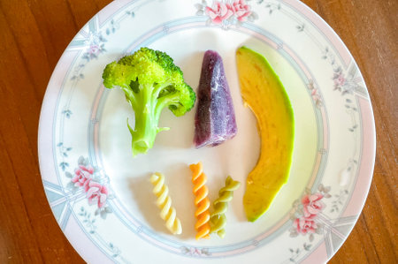 Baby Led Weaning (BLW) meal for Baby eatingの写真素材