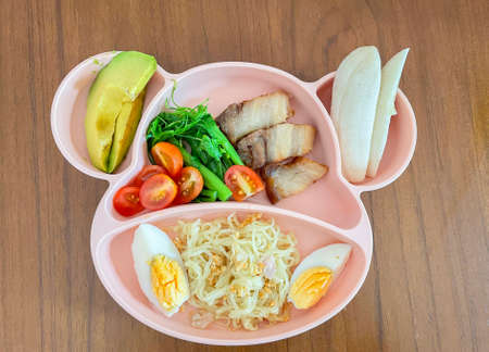 Baby Led Weaning (BLW) meal for Baby eatingの写真素材