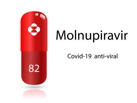 Molnupiravir covid-19 antiviral medication drug, covid-19 medication vector conceptのイラスト素材