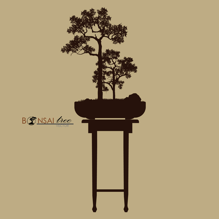 Bonsai tree, silhouette of bonsai, Detailed image, Vector illustration,のイラスト素材
