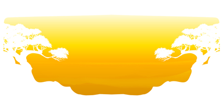 View of natural scenery, Beautiful Sky background, vector of realistic landscape for web. Black silhouette of trees and natural rocks on a colorful background. Illustration.のイラスト素材