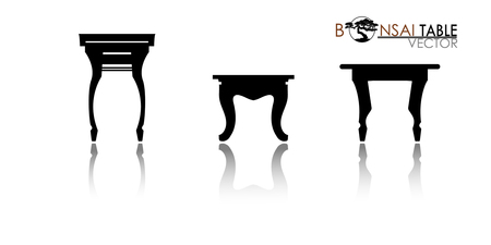Furniture table isolated on white background. Modern and retro tables, retro and office desk icons vector illustration. Set of table for interiorのイラスト素材