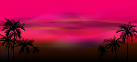 Happy summer holidays, palm trees on colorful background, coconut tree flat icon for vacation apps and websites.のイラスト素材