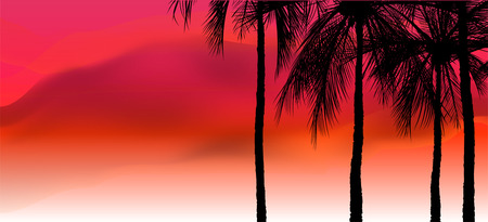 Happy summer holidays, palm trees on colorful background, coconut tree flat icon for vacation apps and websites.のイラスト素材