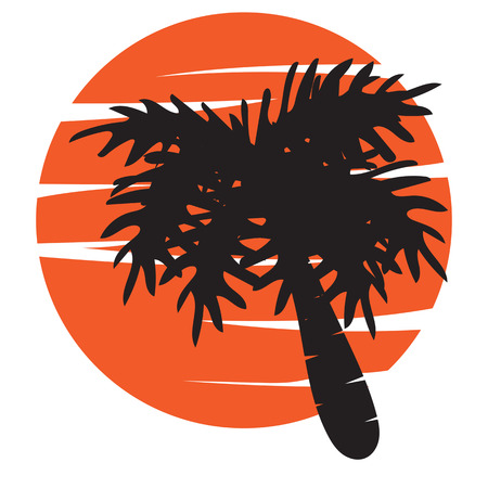 vector of palm tree silhouette icons on white background, coconut tree flat icon for vacation apps and websites.のイラスト素材