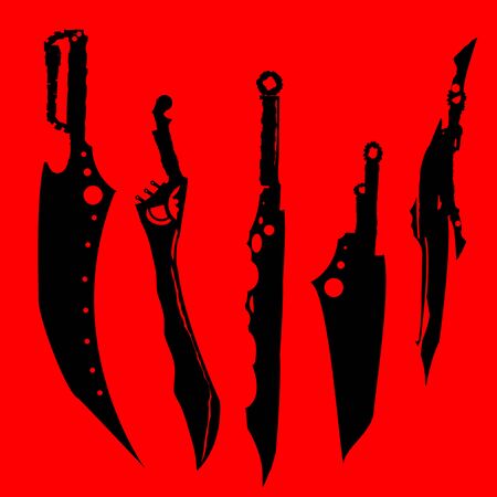 swords set. sword isolated on background , Military sword  ancient weapon design silhouette, European straight swords., vector illustration, Daggers and Knifes Hand Drawnのイラスト素材