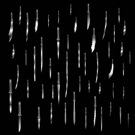 swords set. sword isolated on background , Military sword  ancient weapon design silhouette, European straight swords, vector illustration, Daggers and Knifes Hand Drawnのイラスト素材